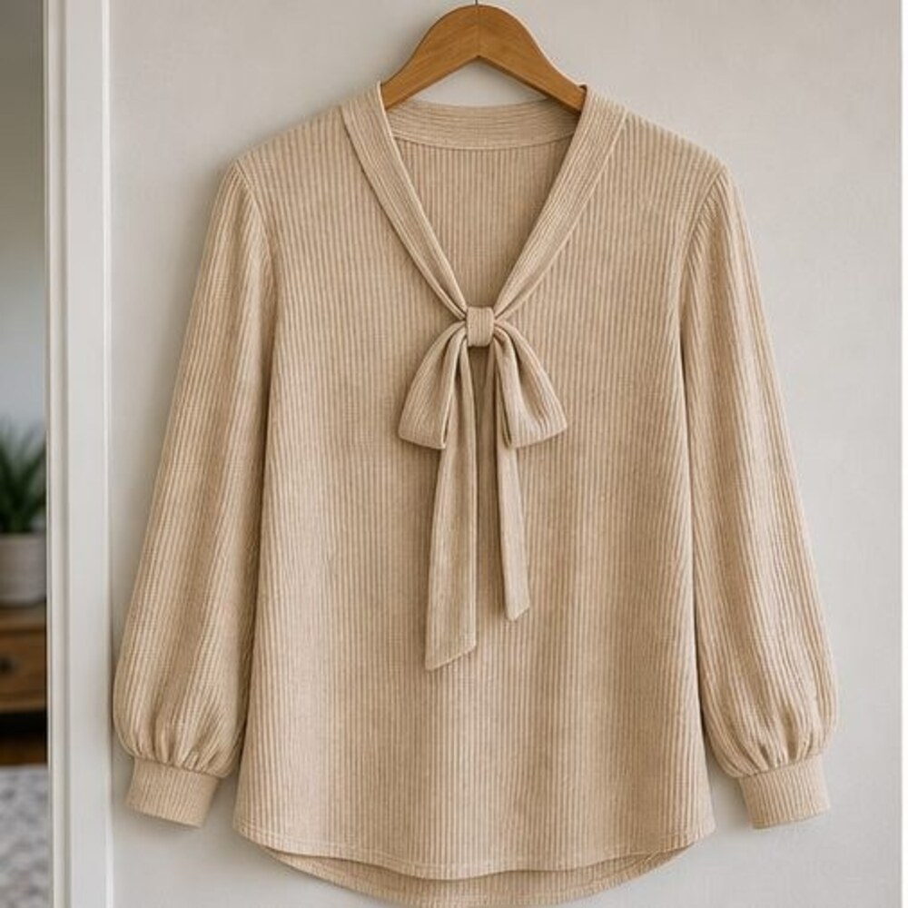 Sand Tie Neck Blouse